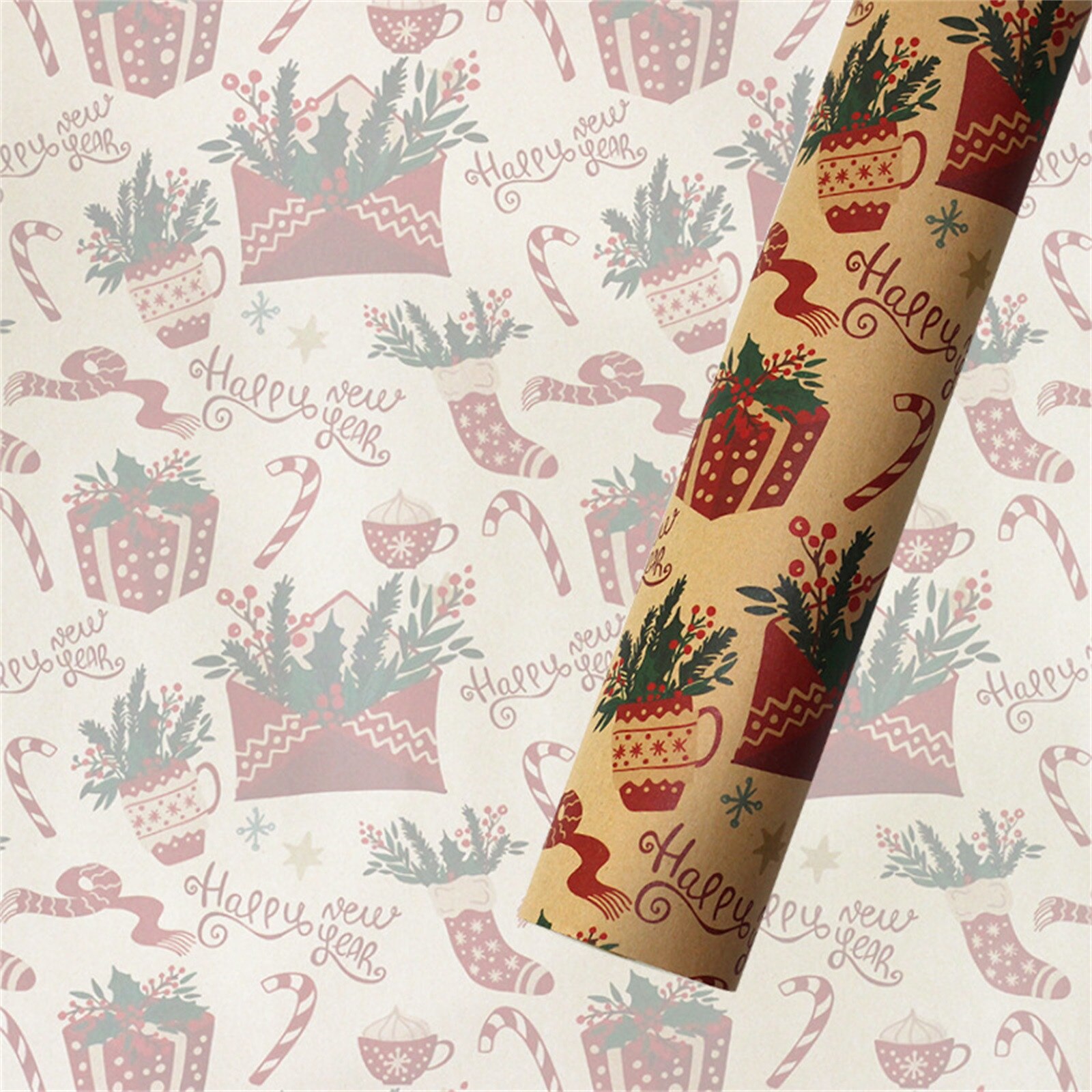 Christmas Printing Kraft Paper Roll Crafts Art Packaging Decorative Paper Christmas Home Decoration Year Party Paper#50: G