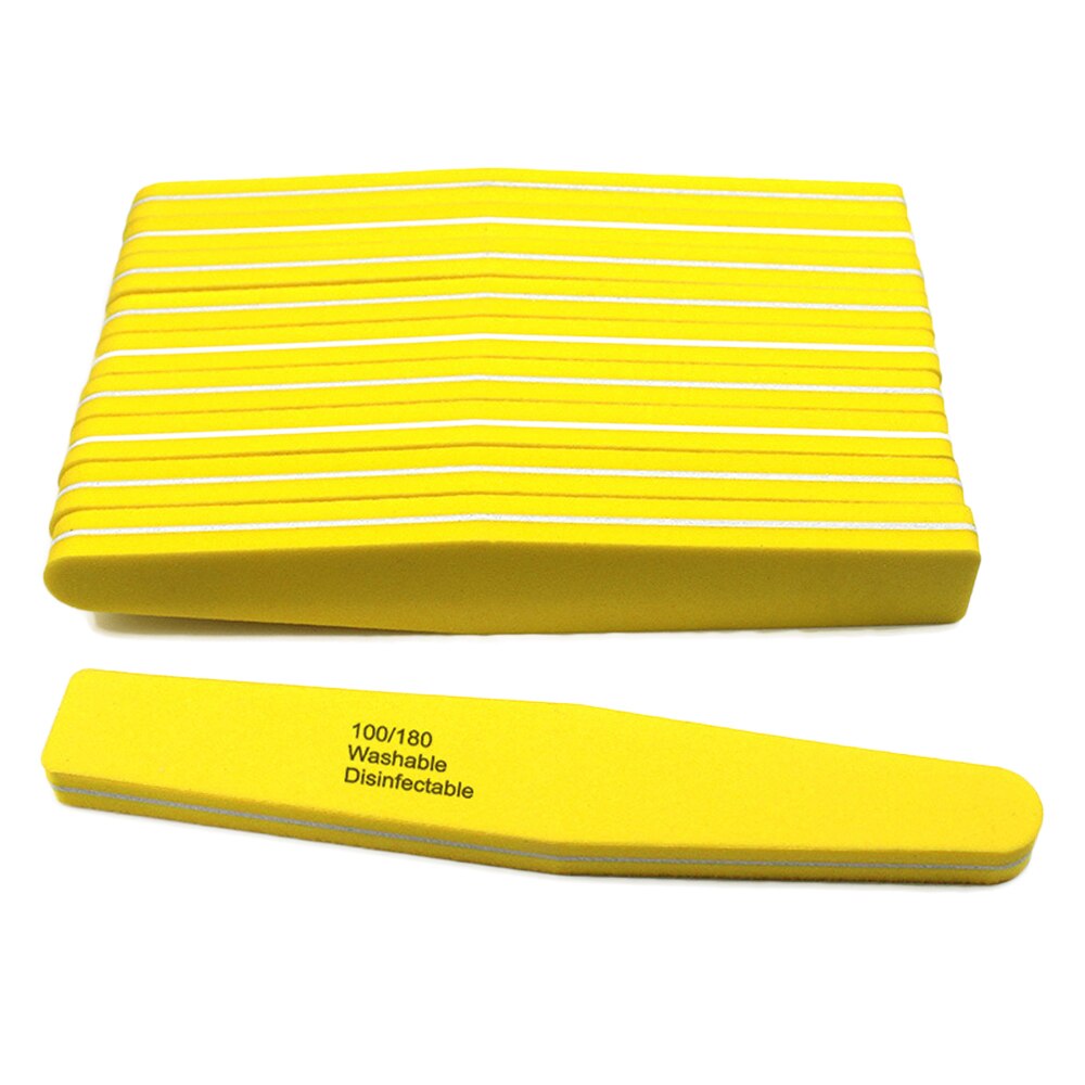 10 Stuks Nail File Buffer Double Side Wasbare Polish Spons Board 100/180 Trimmer Lime Buffer Nail Art Polijsten Manicure Gereedschap: Yellow