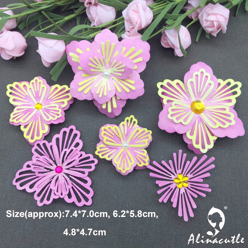 METAL CUTTING DIES cut 3pc layered versatile flower Alinacraft Scrapbook papercraft card album punch stencil art cutter die cut
