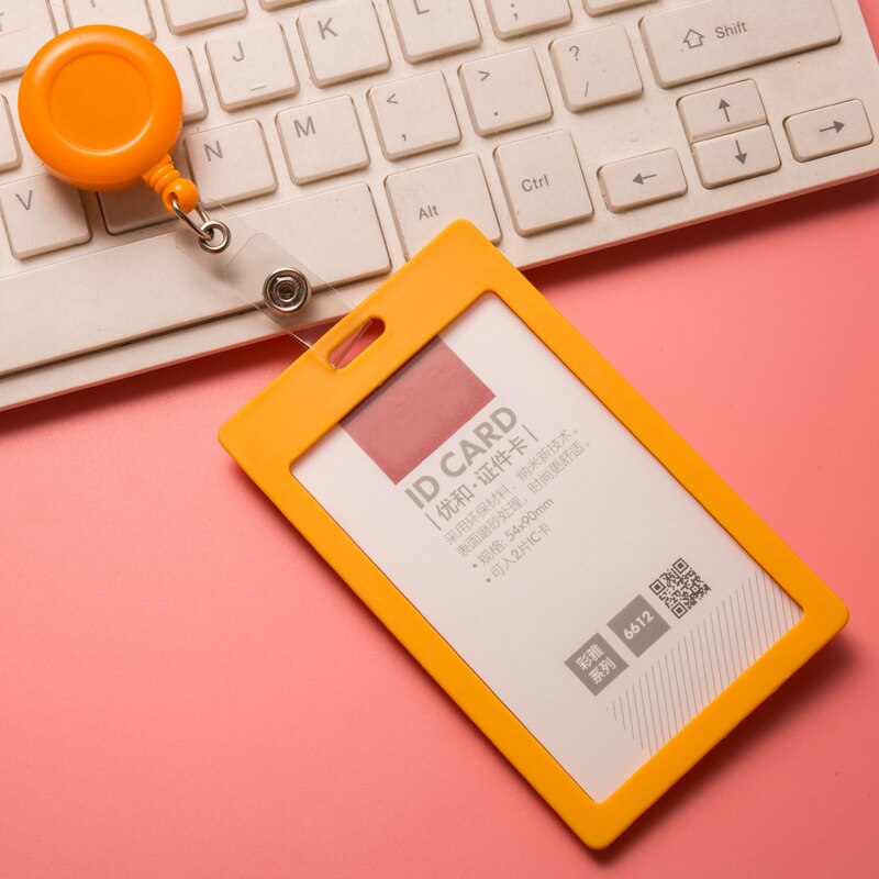 Titular de la identificación, funda protectora de plástico transparente para tarjeta de identificación bancaria, de negocios, con carrete retráctil de tarjeta de identificación: NO.7