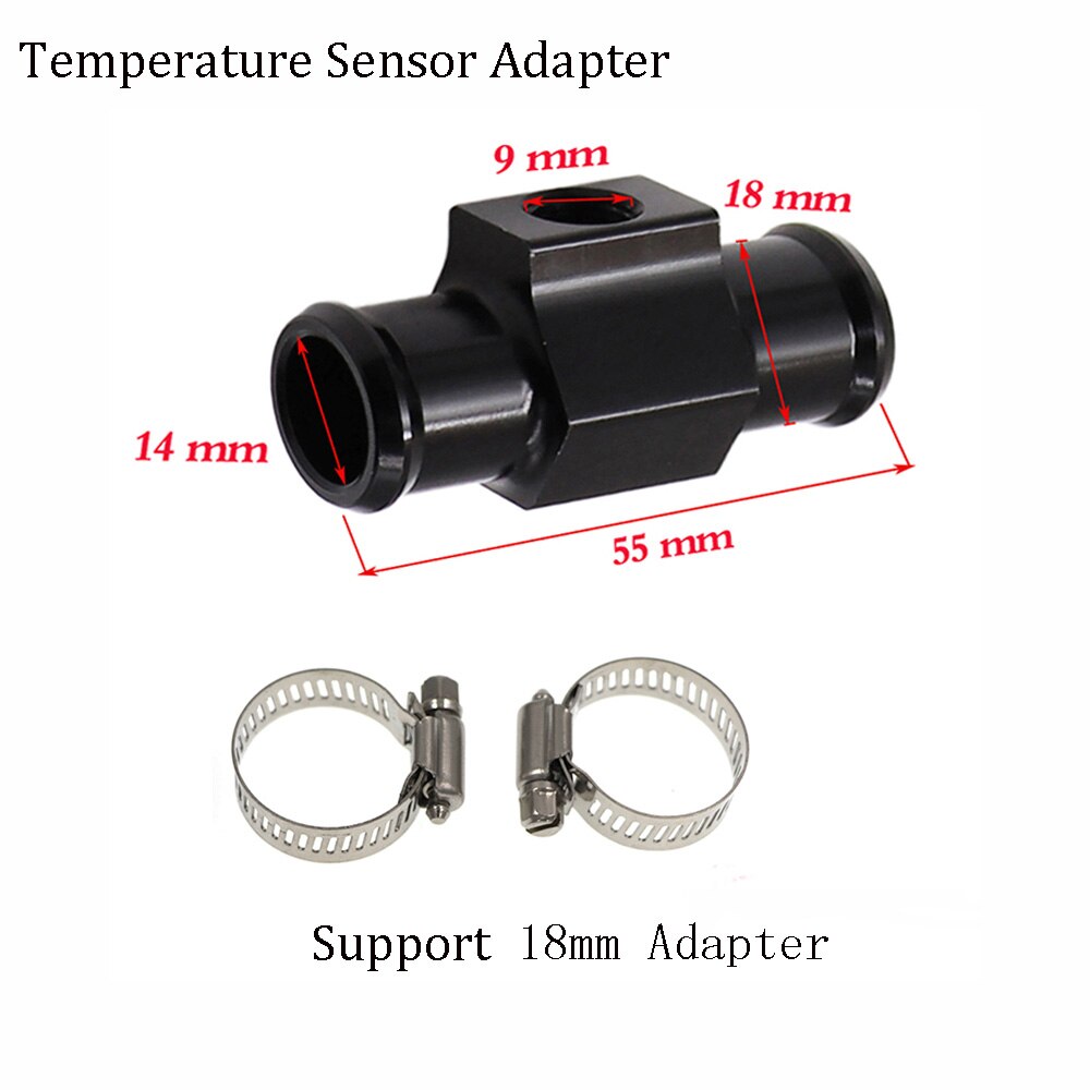 Car Motorcycle Temperature Gauge Sensor Adapter with 18/22/30/32/36/38/40mm Joint Pipe Radiator Hose Adapter: 18mm Adapter