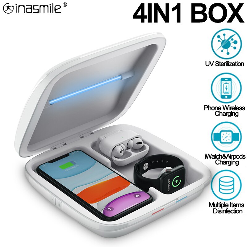 Uv Desinfectie Doos Voor Telefoon Gezichtsmasker Draadloze Oplader Ozon Sterilisator Box Voor Iphone Voor Voor Iwatch Band Voor Airpods case