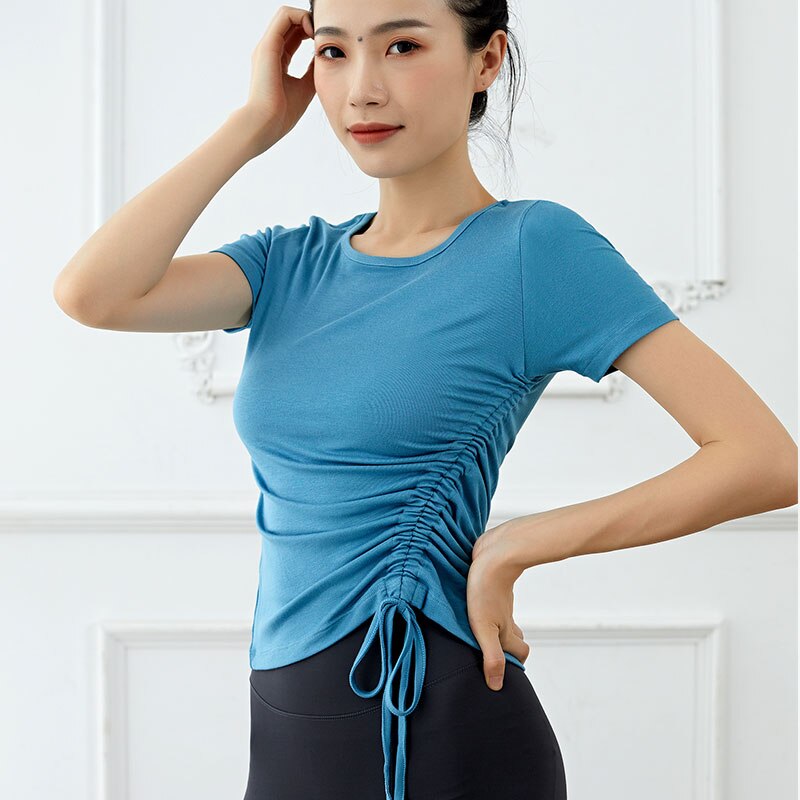 Sportliches crop-top für damen, nahtloses yoga-shirt, hochelastisch, atmungsaktiv, kurzarm, damen-sportbekleidung