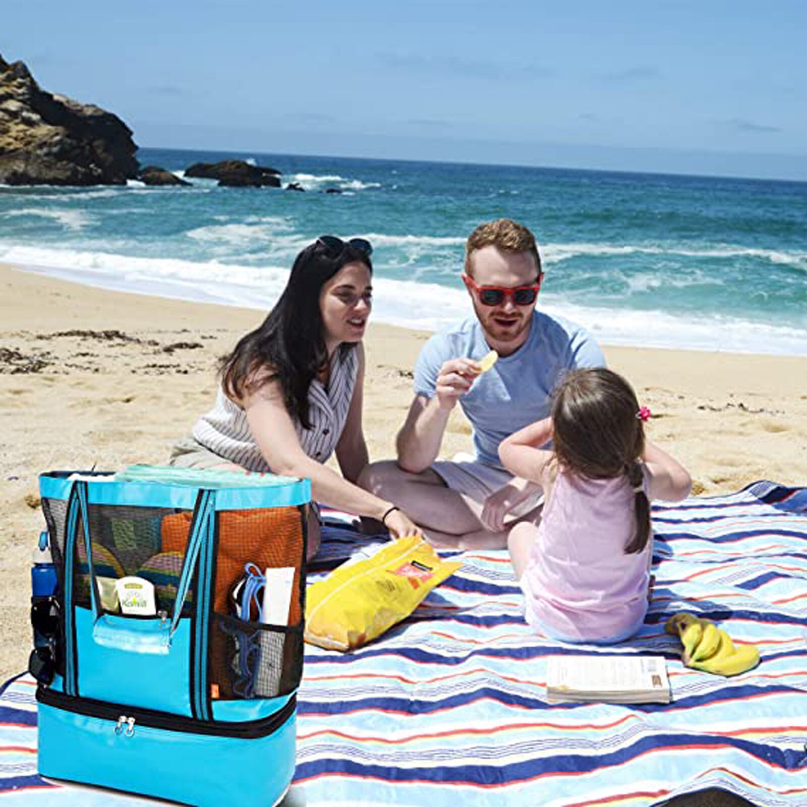Bolsas de pícnic para acampada al aire libre, bolsa enfriadora de malla para playa y bolsas de aislamiento desmontables para mantenimiento fresco, suministros para exteriores