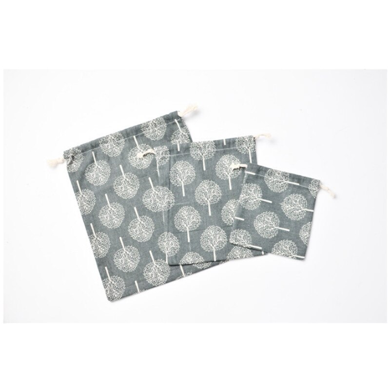 Retro Women Cotton Drawstring Shopping Bag Eco Reusable Folding Grocery Cloth Underwear Pouch Case