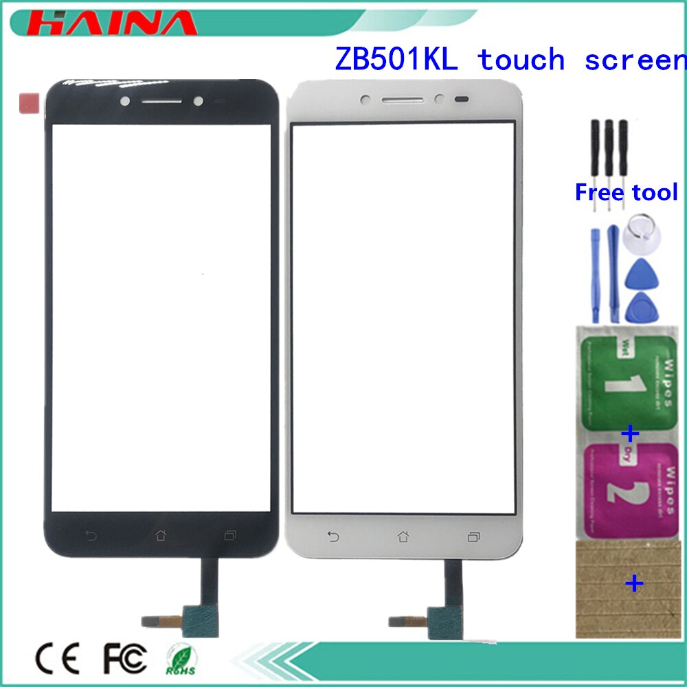 10 Pcs Met Touch Screen Panel Voor Glas Voor Asus Zenfone Live ZB501KL X00FD A007 Touchscreen Touchpad Met 3M sticker: only white tools