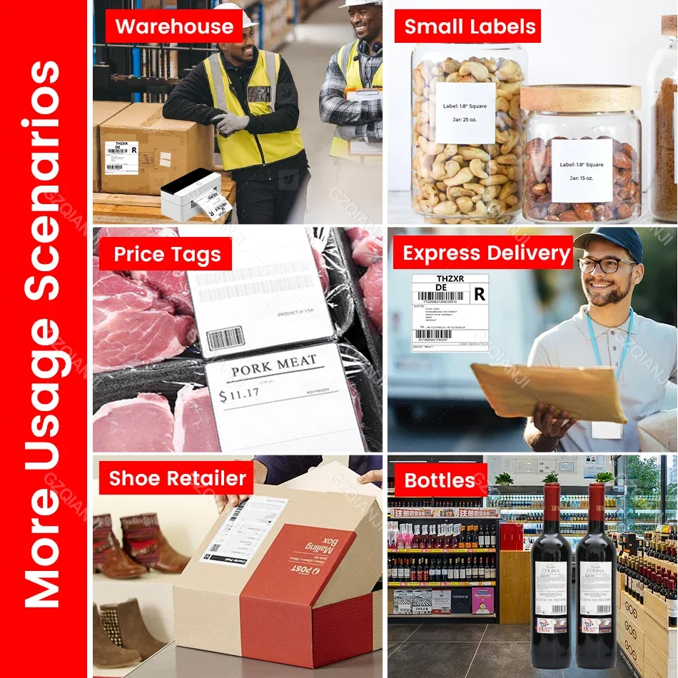 4x6 Label Printer WiFi Bluetooth USB Thermal Sticker Maker Desktop Barcode Printer for High Speed Express Airway Bill