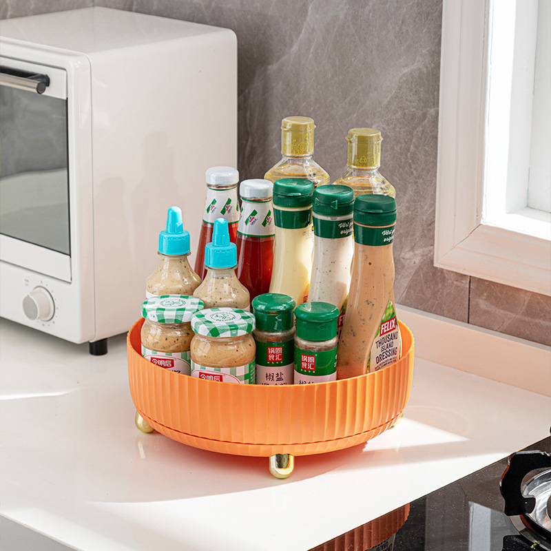 360 Rotation Cabinet Turntable Organizer Storage Spice Rack Drink Cosmetic Storage Rack PET Transparent For Kitchen Bathroom