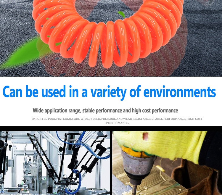 PU spring air pipe air compressor gas line pneumatic high pressure telescopic hose spiral air pipe steam pipe with joint