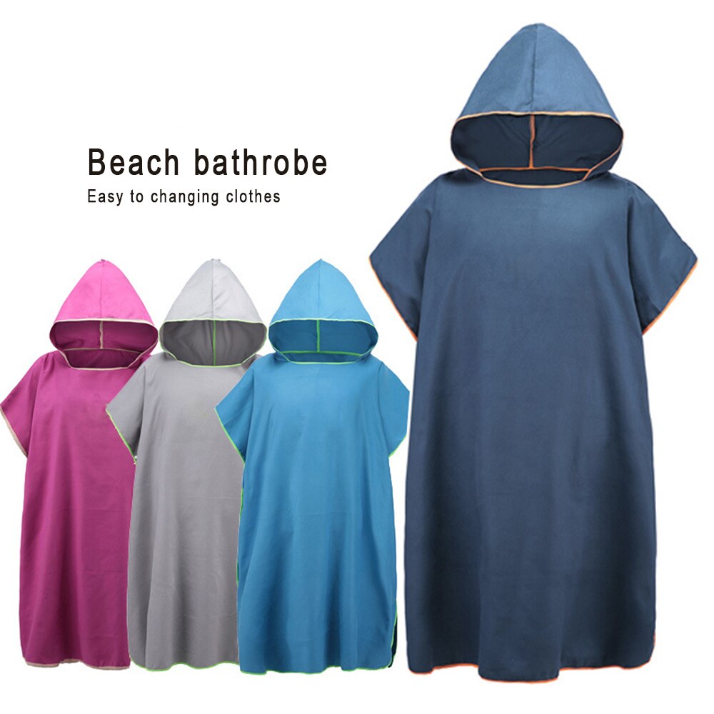 Zipsoft-albornoz con capucha para hombre y mujer, de secado rápido Toalla de microfibra, Poncho para playa y piscina, fácil de cambiar