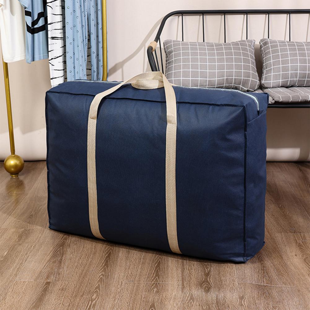 Quilt Storage Bag Large Capacity Folding Smooth Zipper Widen Handle Clothes Storage Pouch Oblong Shape Blanket Storage Bag