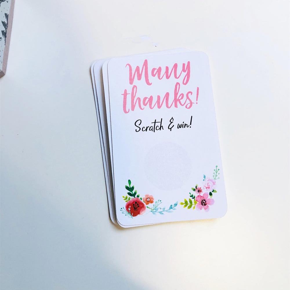 Tarjetas de agradecimiento personalizadas, tarjetas de visita callejeras de Color, tarjetas para rascar, pegatinas florales para negocios, tarjeta de redes sociales personalizada