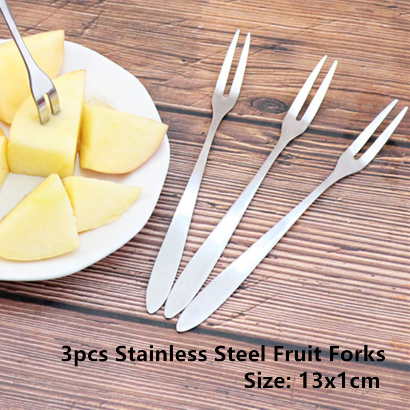 Tarwe Stro Servies Set Eetstokjes Lepel Vork 3 Stuks Box Diner Service Volwassenen Werk Kinderen Outdoor Reizen Picknick Benodigdheden: 3pcs fruit fork