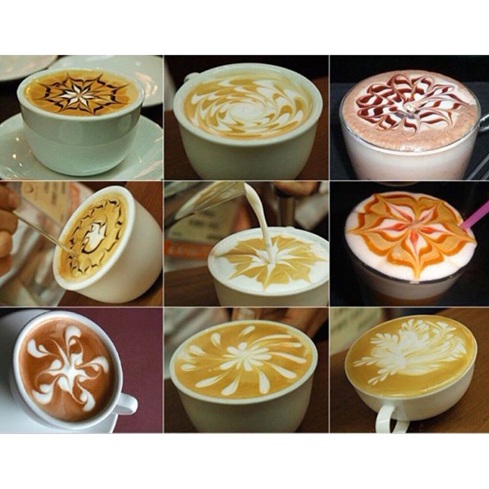Rustfrit stål barista kaffe tegning latte art espresso cappuccino dekoration tamper nål pen kaffepind værktøj