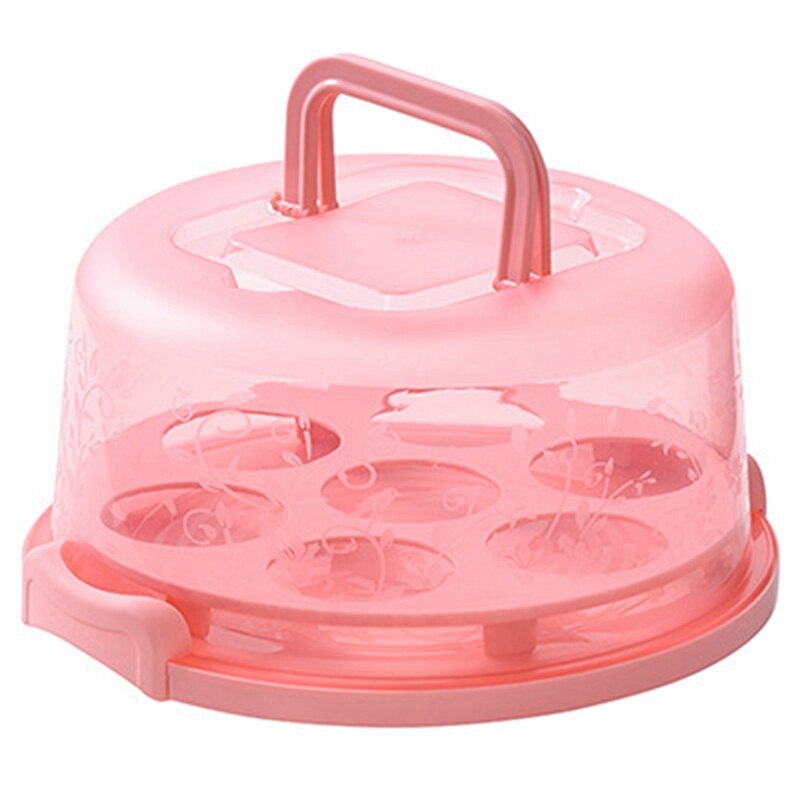 Draagbare Cake Carrier Voedsel Vers Houden Doos Koelkast Vers Houden Ontvangen Doos Fruit Groenten Storage Case: Pink