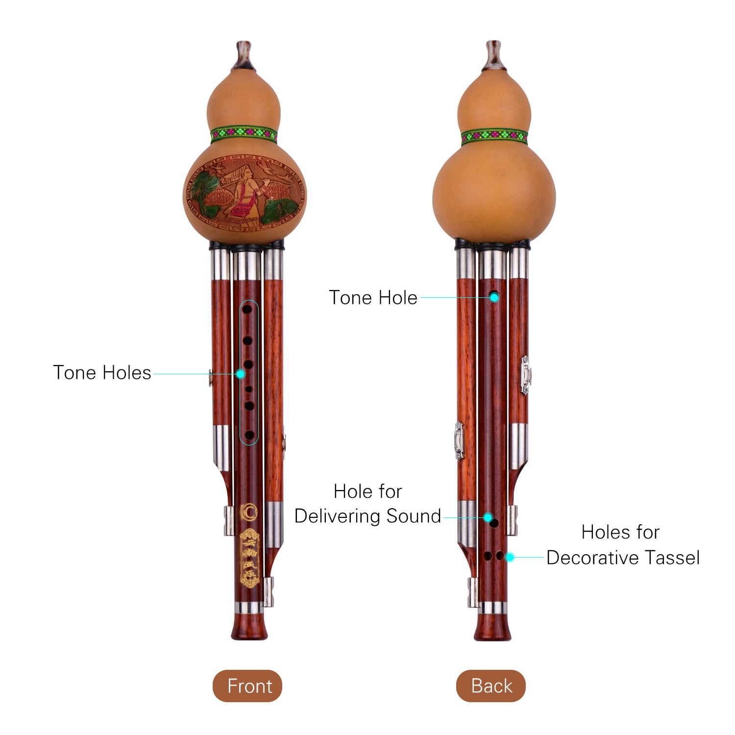 3 tone c-nøgle hulusi centnergraeskar cucurbit fløjte massivt træ rør kinesisk traditionelt instrument med kinesisk knude sag til begyndere