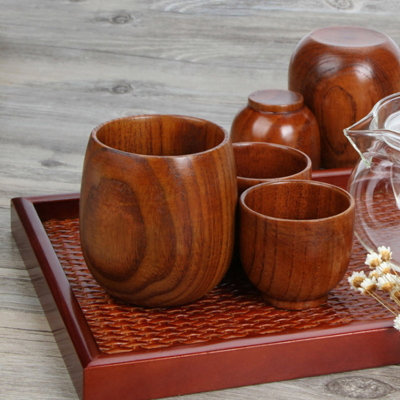 Öl mjölk drinkware 1 st grönt te koppar primitiva handgjorda stor magmugg naturlig trä kopp multifunktion japansk stil