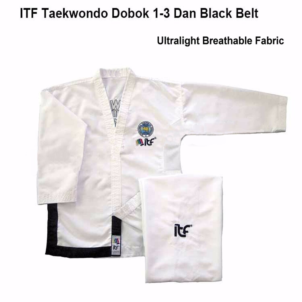 Ultralight Ademend Itf Taekwondo Assistance Uniform Master Kimono Taekwondo Pak Doboks Met Borduurwerk 1-6 dan