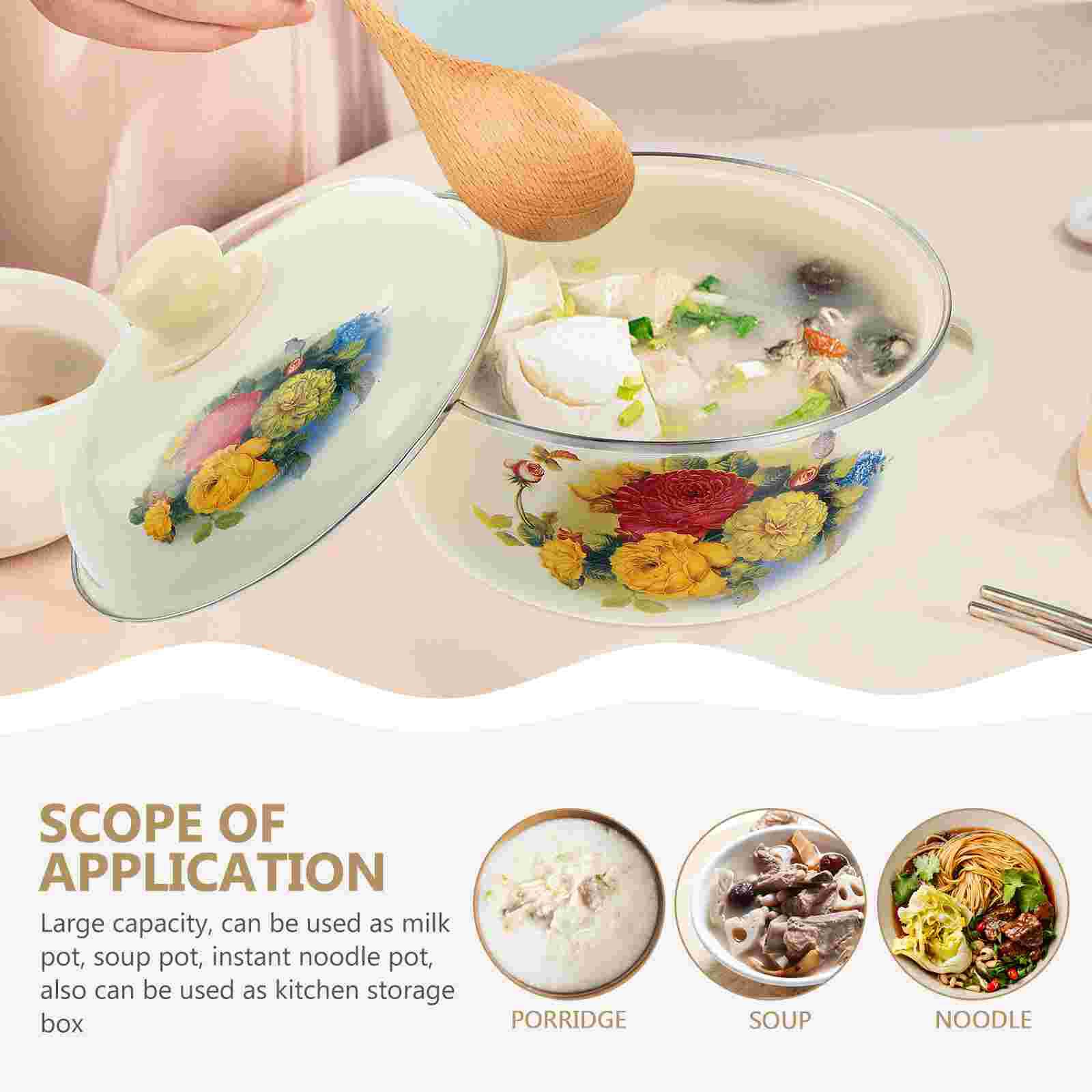 Kitchen Stockpot Enamel Soup Cooking Pot Durable Stock Pot Instant Noodle Pot