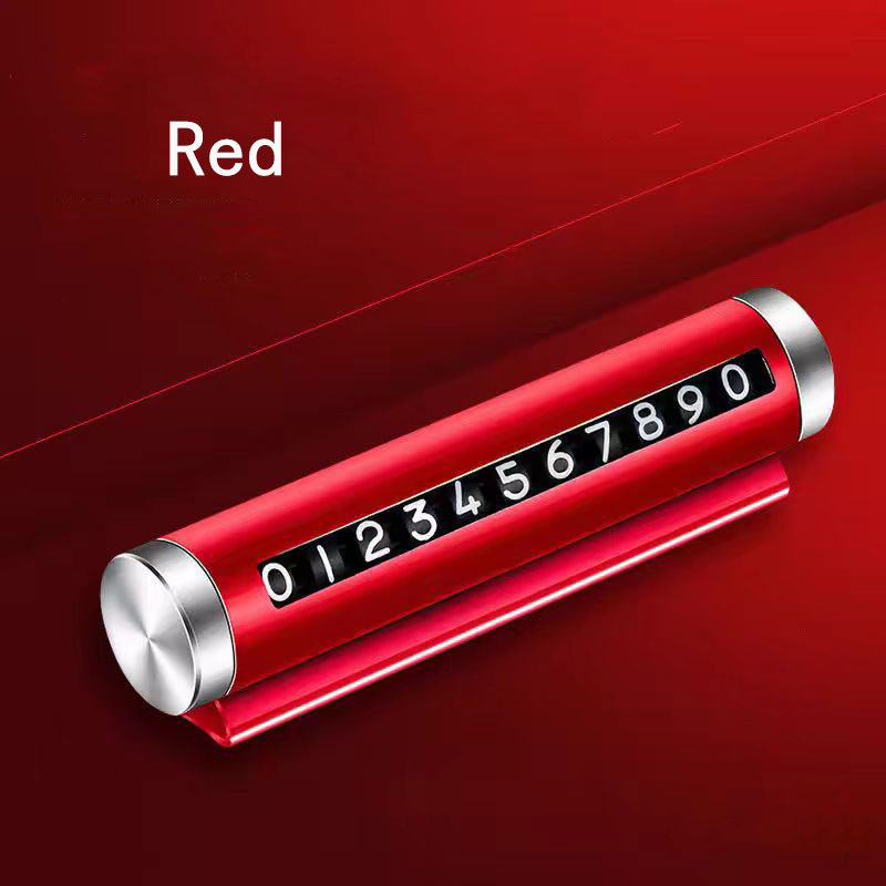 Universele Metalen Auto Tijdelijke Parkeerkaart Draaien Telefoonnummerplaat Aluminium Stickers Park Stop in Auto-styling Auto Accessoires: Rood