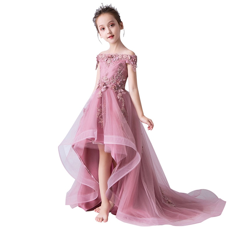 Flower Girl Dress Children Bridemaid Mermaid Wedding Dresses For Kids Pink Tutu Gowns Girls Boutique Party Wear Frocks