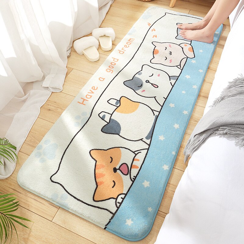 Lamb Wool Long Carpet Bedside Decorative Floor Mats Bedroom Rugs Super Soft Plush Foot Mat Absorbent Non-slip Bathroom Door Mat: 60x160cm / 04