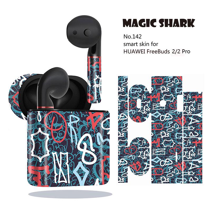 Magie Shark Graffiti Schädel Wasserdichte PVC Keine Verblassen Fall Abdeckung Aufkleber für Huawei Freebuds 2 2 Pro 136- 145: 142