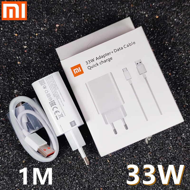 33W Charger Xiaomi Original Fast Turbo charge adapter usb type c cable for mi 10 11 9t pro Redmi note 9 10 pro K40 30 POCO X3: Box 33W EU 1M Cable