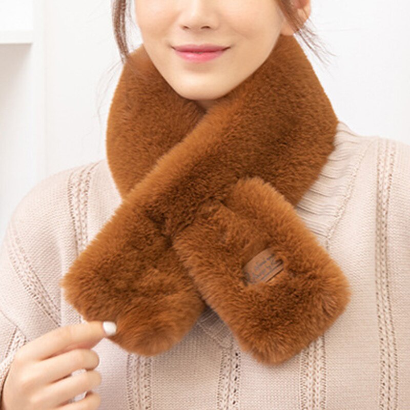 Bufanda de cuello para mujer, bufanda cruzada de felpa, encogimiento de hombros para otoño e invierno, abrigo, vestido, XIN: Caramel