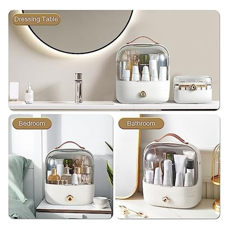 A19F-organizador de maquillaje, exhibición de cosméticos para tocador, organizadores de maquillaje y almacenamiento con soporte para brochas