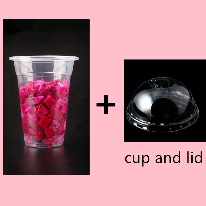 50 stücke Dicke transparente PP kunststoff tassen einweg kaffee tasse milch tee saft getränke verpackung tassen mit deckel zum mitnehmen pakete: cup and lid2 / 450ml