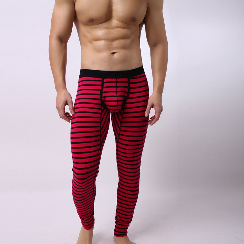 Men&#39;s Thermo Underwear Men Thermal Long Johns Cotton Mens Thermal Underwear Plus Size Warm Male Leggings Pants: Red / M