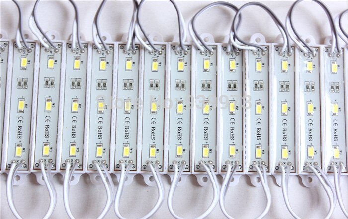 Module de lumière LED SMD 5630 étanche, module de rétroéclairage LED blanc (6000K) DC12V 1.5W 3 LED 45lm/led,