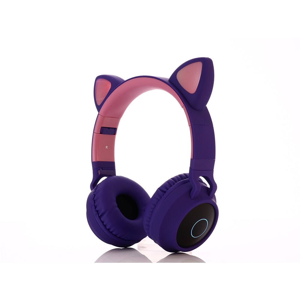 Drahtlose Kopfhörer, LED leucht Katze Ohren 5,0 Bluetooth Kopfhörer Unterstützung TF Karte, musik Headset für freundlicher und Mädchen: C28-Violett