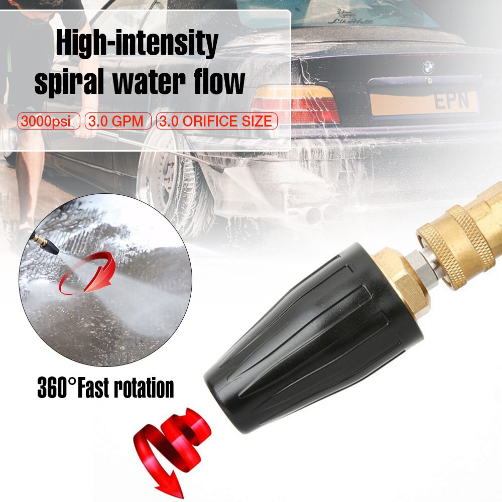 1/4" Rotating Spray Turbo Nozzle High Pressure Power Washer 360 Degree Turbo Nozzle Tips 3600 PSI Car Washing Garden Cleaning