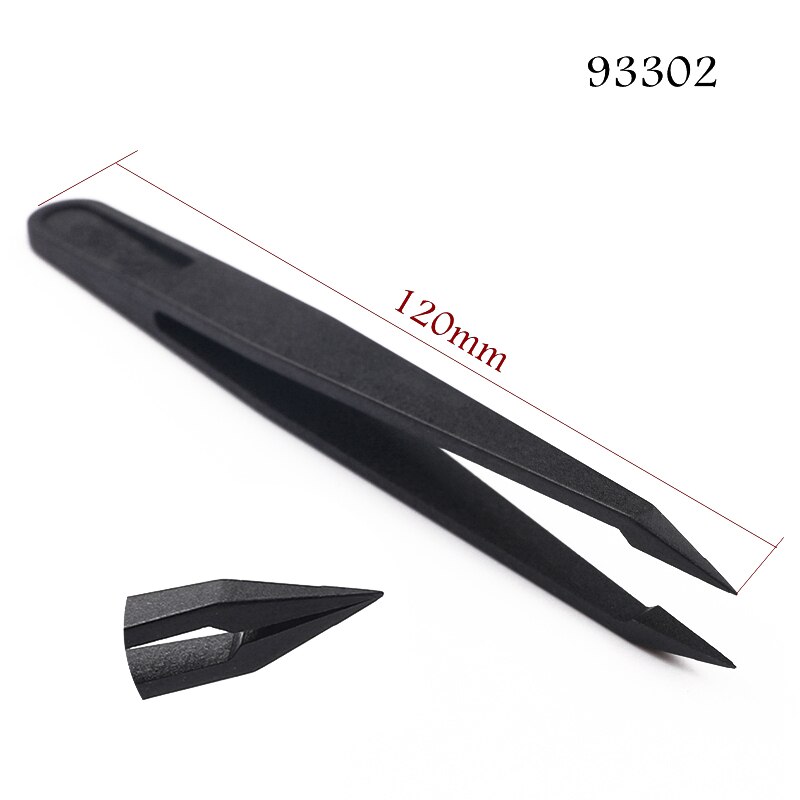 100 stuks/partij elektronica industriële antistatische plastic pincetten antistatische gebogen rechte punt telefoon reparatie handgereedschap