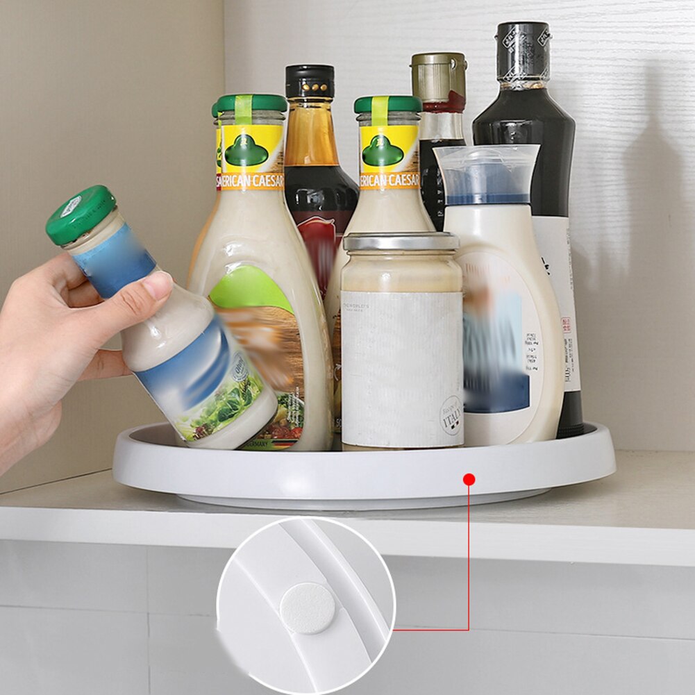 360 Rotation Non-Skid Spice Rack Pantry Cabinet Turntable with Wide Base Storage Bin Rotating Organizer for Kitchen Seasoning