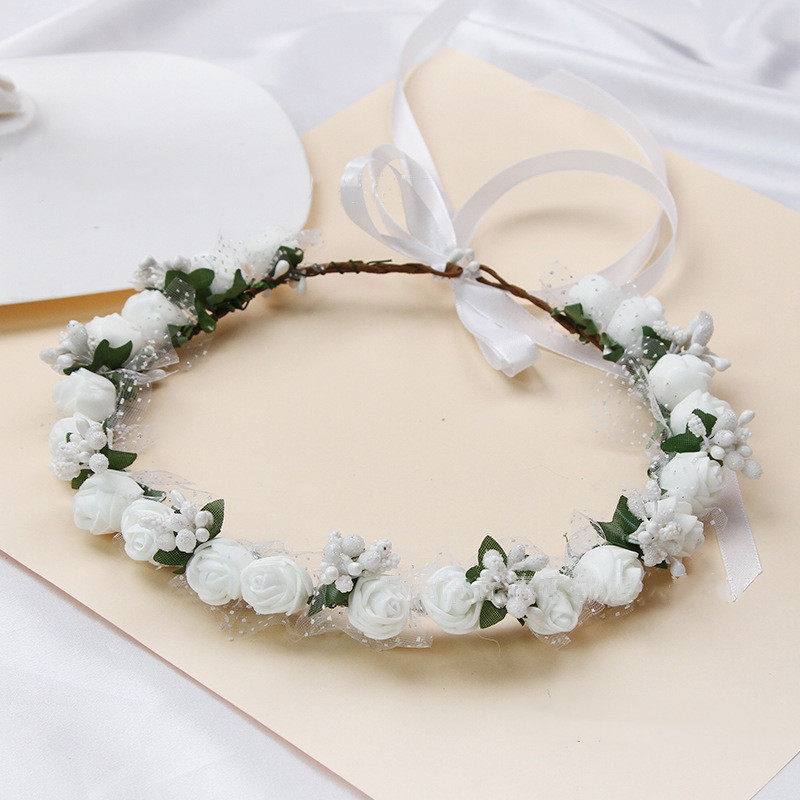 Boho Style Flower Headbands for Women Girls Floral Garland Wreath Tiaras Wedding Crown Hair Accessories Headpieces Jewelry: Antique Gold Plated