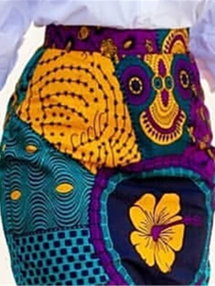 Kvinder sommer print nederdel vintage blomster afrikansk højtalje kvast klassisk beskeden retro jupes falads