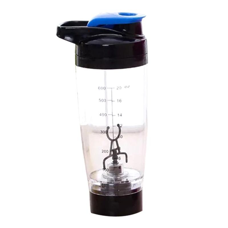 Protein Shaker Bottle Mixer Blender Battery Operated Portable Stirring Blender Cup 600ml (Black/Blue/Rosy/White/Green): Blue