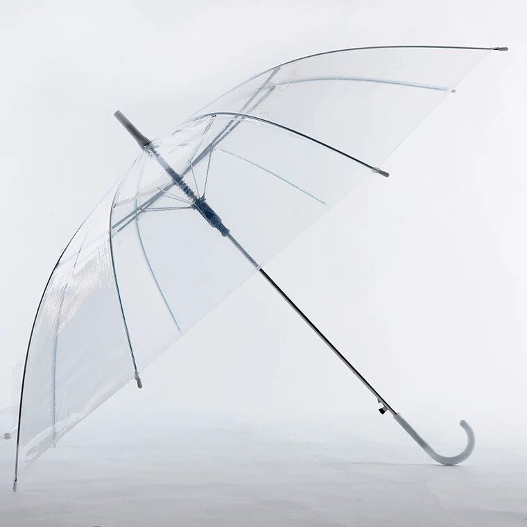 8-Bone Lightweight Small Fresh Umbrella Transparent Straight Umbrella Semi-Automatic Multicolor Polka Dot Ladies Umbrella: Transparent white