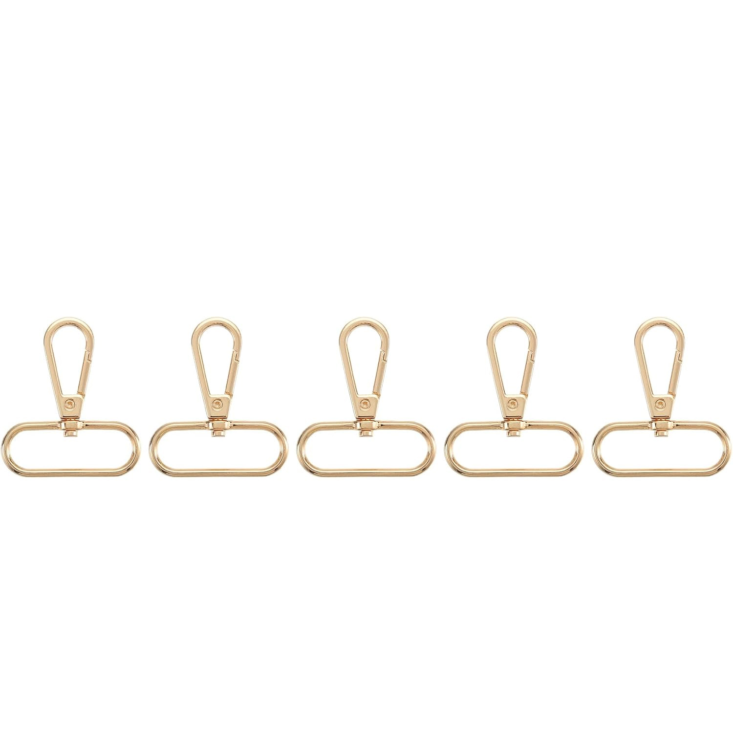 5 stks Draaibare Sluitingen, Ovale Ring Karabijn Klauw Metalen Push Gate Karabijnhaak voor Portemonnee Sleutelhanger Riem: 3 # / Goud