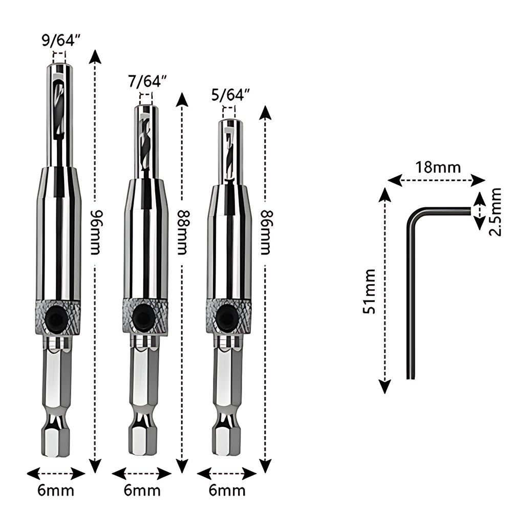 1 Set Self Centering Hinge Drill Bit Door Cabinet Hinge Locating Hole Cutter Woodworking Tool HSS Center Drill Bit 5/64-1/4: Brown