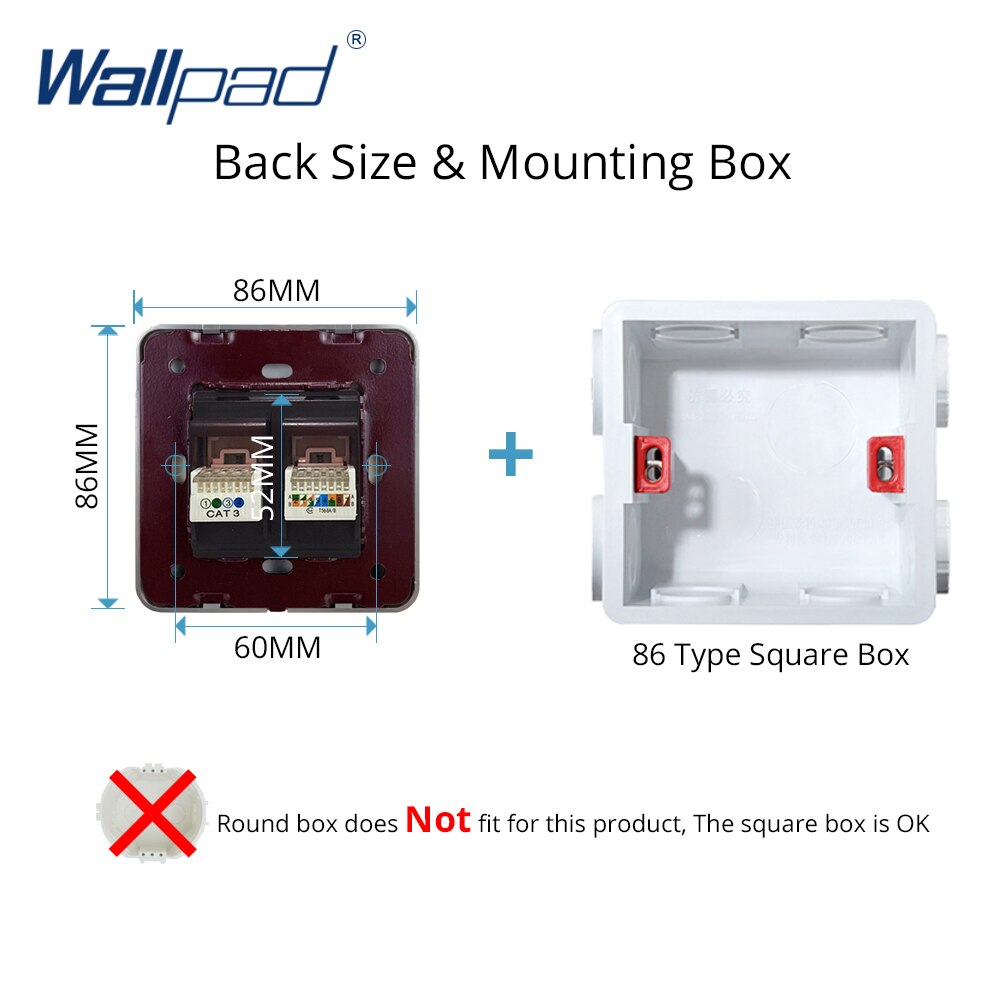 Wallpad TEL Data Socket Computer Ethernet RJ45 CAT6 Luxury White PC Panel Wall Week Electricity Outlet Sockets
