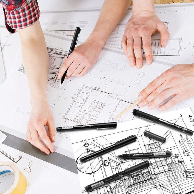 8/10/12/16Pcs Calligraphy Pen Neelde Drawing Line Hand Lettering Pens Waterproof Pigment Sketch Marker Pen Art Supplies