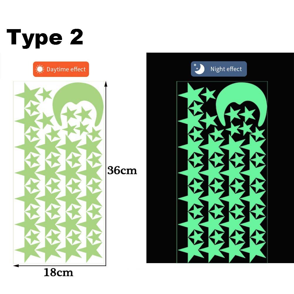 Bedroom Ceilling Luminous Stickers Glow In Dark Moon Universe 3D Fluorescent Bubble Sticker Stars Dots Kid Room Wall Art Decor: Type 2