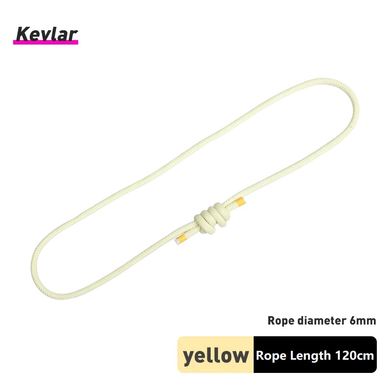 Cuerda Prusik de 6mm para exteriores, accesorio de 120cm de longitud, cuerda duradera resistente al calor, poliéster, nailon, Kevlar, cuerda de escalada en roca: Morado