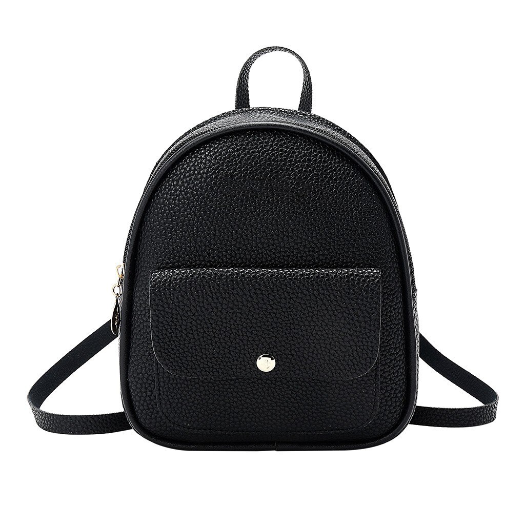 Women Shoulders Small Backpack Letter Purse Mobile Phone Simple Ladies Travel Bag Student School Backpacks: Black