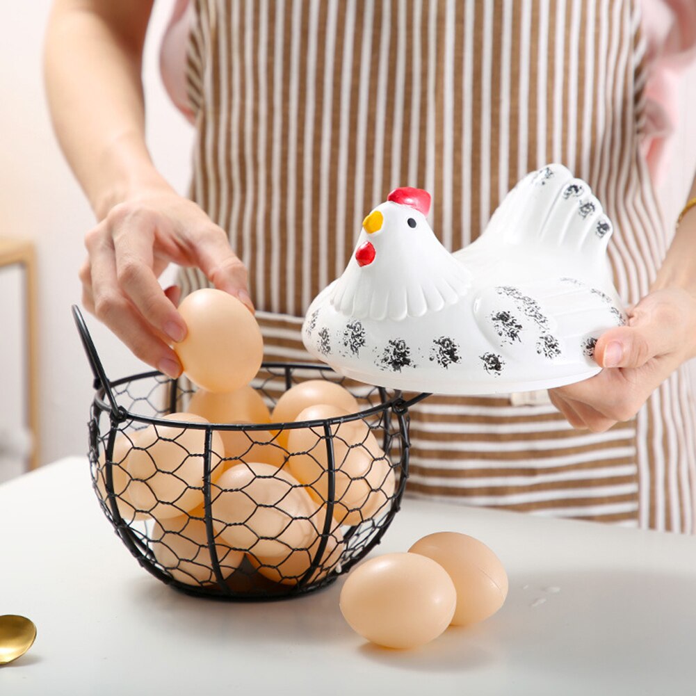 Rauta keraaminen kana koriste muna hedelmät varastointi kori kontti keittiö tarvikkeet keittiö astiat