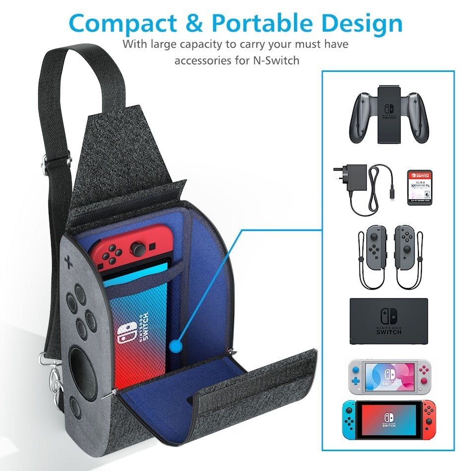 Per Nintend Interruttore Crossbody Borsa Da Viaggio con Porta USB di Ricarica per Nintendo Switch di Console di Gioco Accessori di Caso di Immagazzinaggio